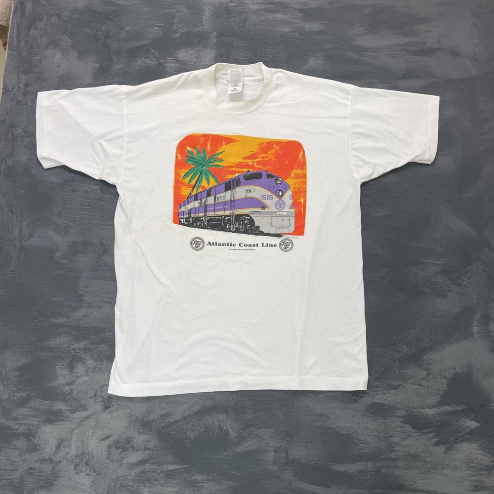 vintage Atlantic coast LIne Train‎ shirt mens xl White 1990s single stitch